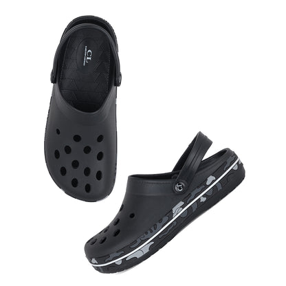 Men Perforated Comfort Clogs with Camouflage Sole