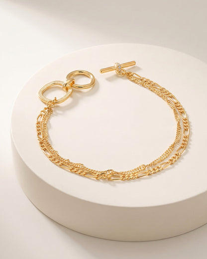 18kt Gold Plated CZ Wraparound Toggle Bracelet