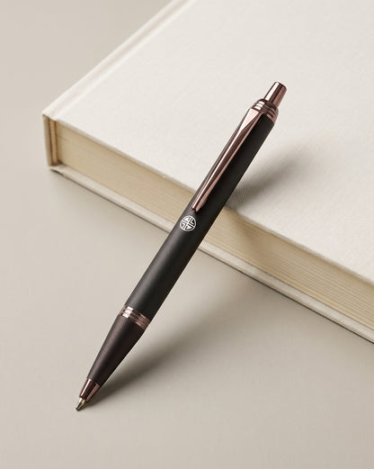 Black and Silver Toned Clicker Button Ball Pen with Smooth Ink and Fine Tip