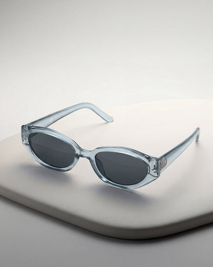 Women Grey Toned UV Protected Black Lens Oval Sunglasses