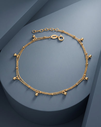 18kt Gold Plated Dangling Charm Layered Anklet