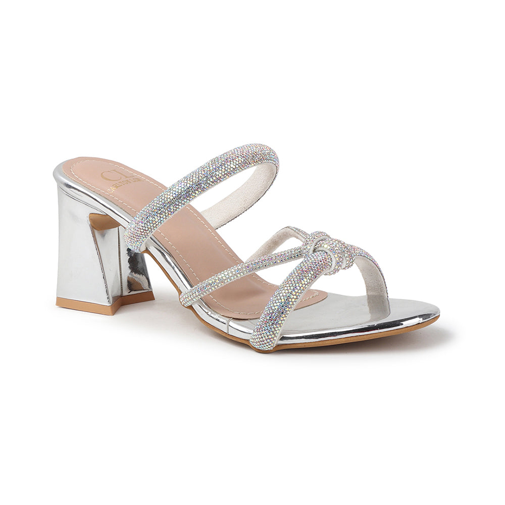 Lustrous Knot Strap Block Heel Women&