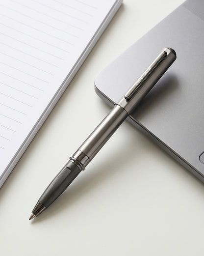 Metallic &amp; Silver Toned Premium Executive Writing Roller Pen with Magnetic Cap and Smooth Ink