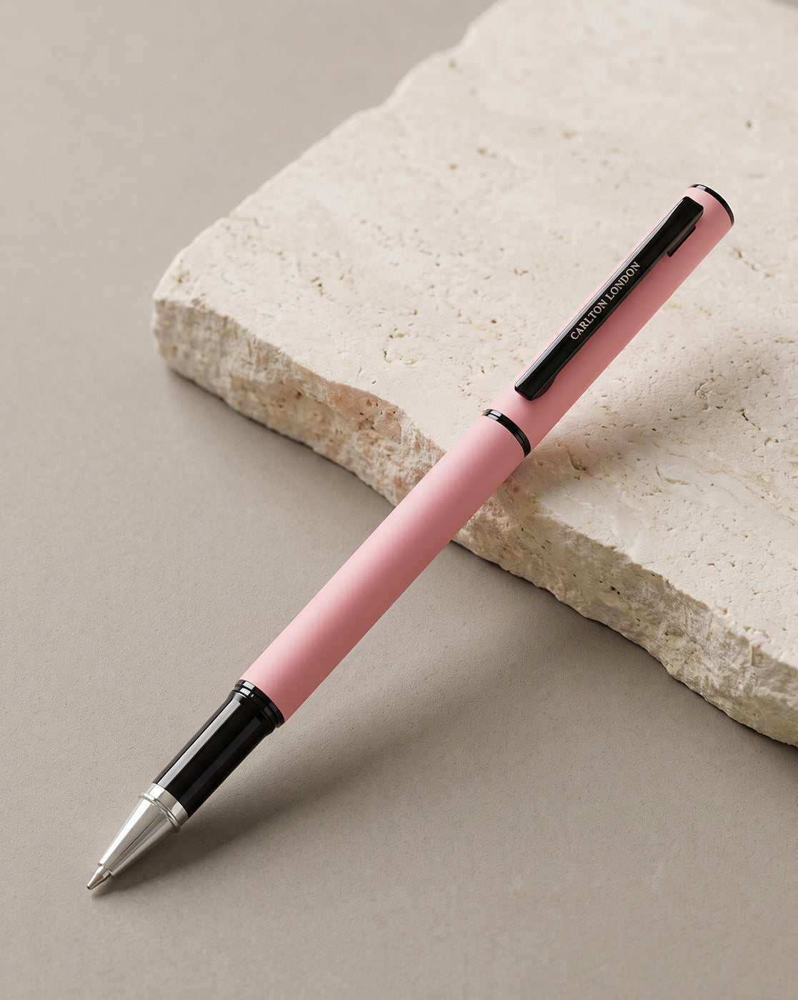 Pink Executive Elegant Metallic Body Roller Ball Pen with Smooth Ink Flow