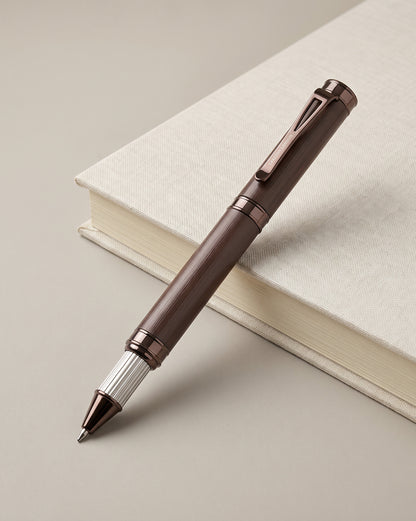 Premium Brown &amp; Cream Toned with Coffee Plated Writing Roller Ball Pen with Smooth Ink