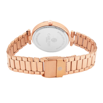 Carlton London Sabrina Rose Gold/Blue Analog Watch  - CLRGSBLU