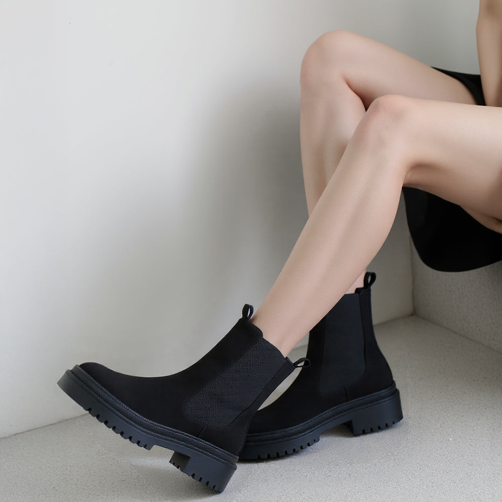 Women Block-Heeled Chelsea Slip-on Boots