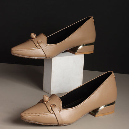 Women Solid Slip-On Block Heel Pump