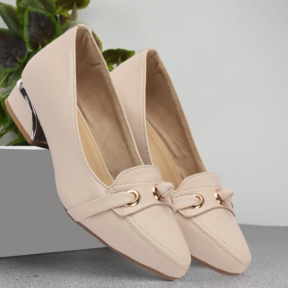 Women Solid Slip-On Block Heel Pump