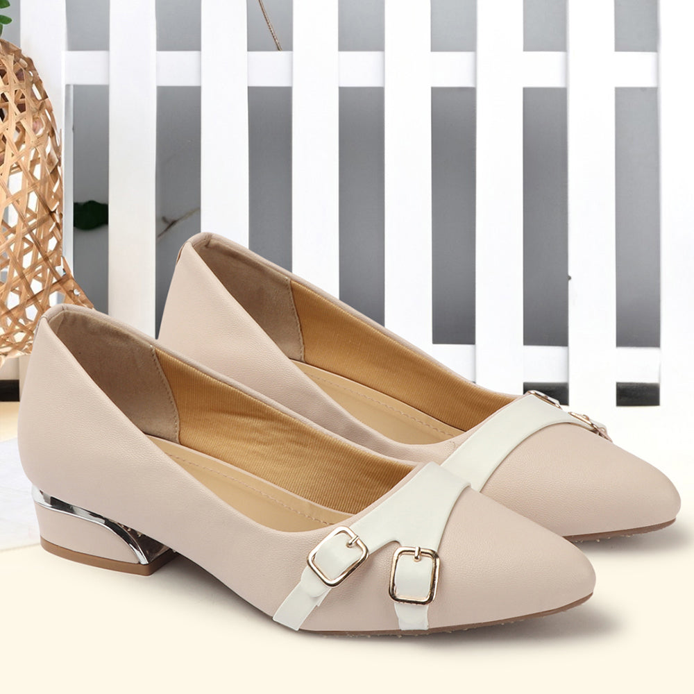 Women Pointed Toe Block Heel Pumps