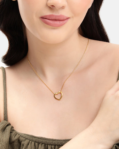 18kt Gold Plated Hi-Polish Heart Pendant Necklace
