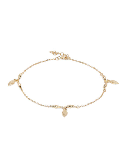 18kt Gold Plated Leaf Charm Anklet