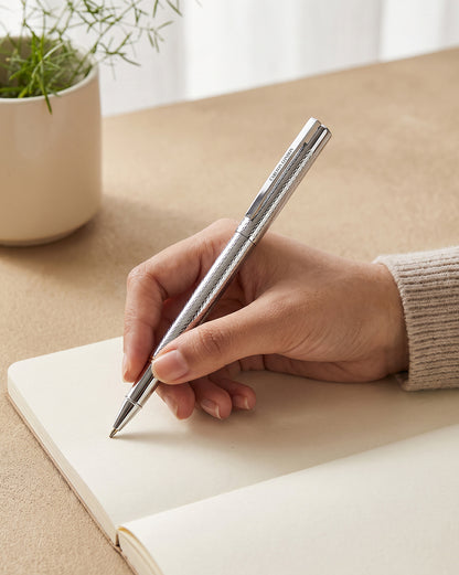 Silver and Gold Toned Sleek Executive Writing Tip Roller Ball Pen with Fine Tip and Smooth Ink