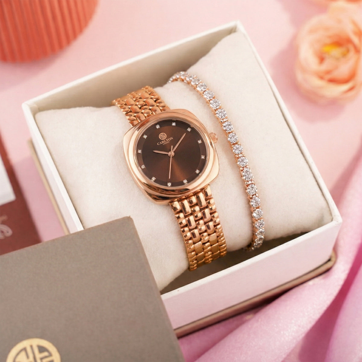 Women Gift Set 2 Celeste Brown Watch and Bracelet -  CLPLG120