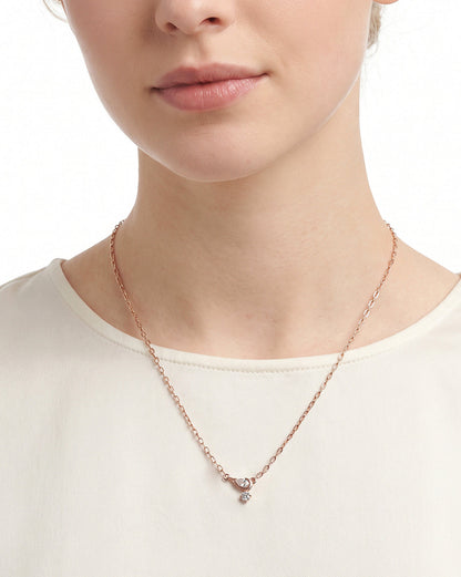 925 Sterling Silver 18kt Rose Gold Plated Dangling Solitaire Contemporary Necklace