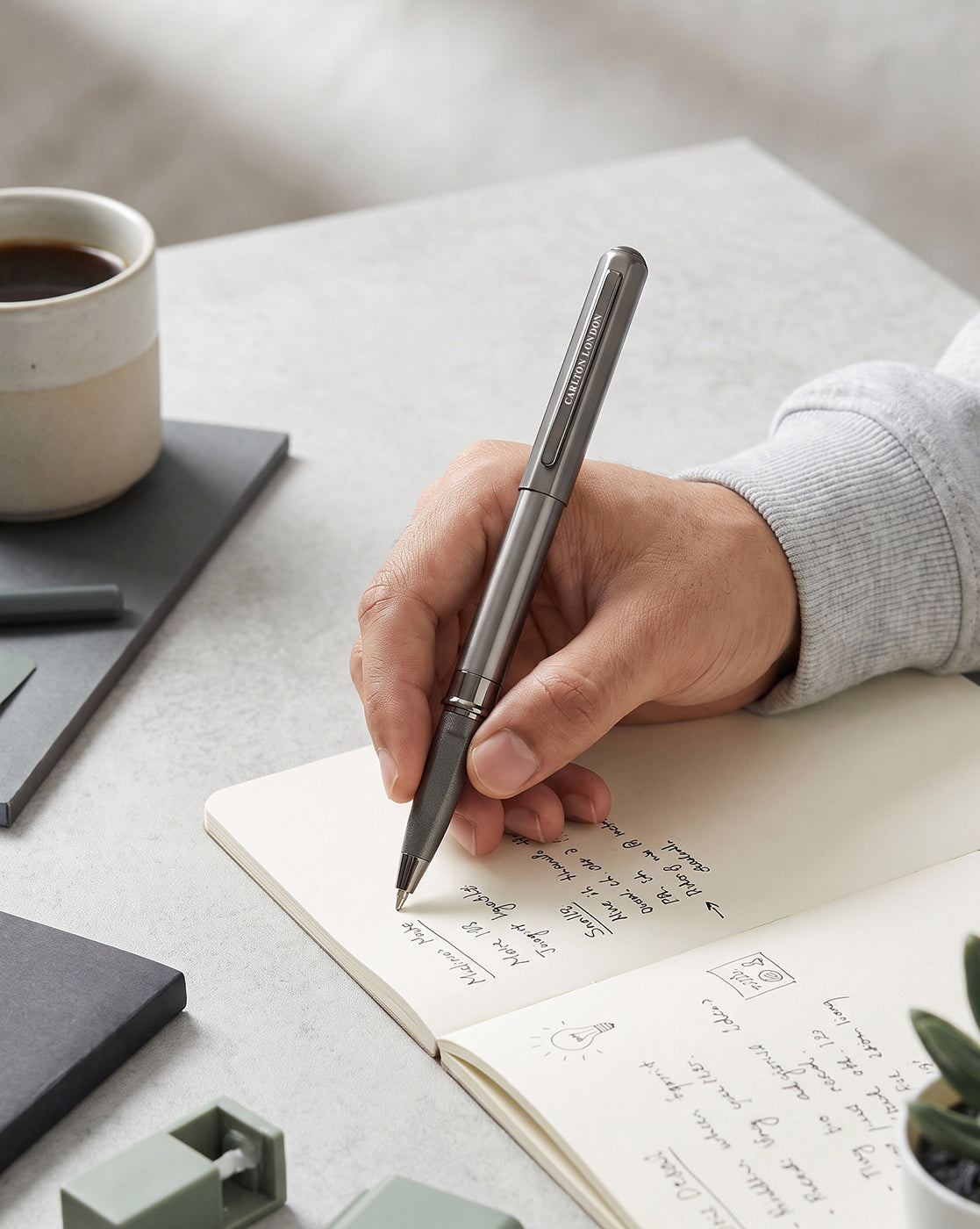 Metallic &amp; Silver Toned Premium Executive Writing Roller Pen with Magnetic Cap and Smooth Ink