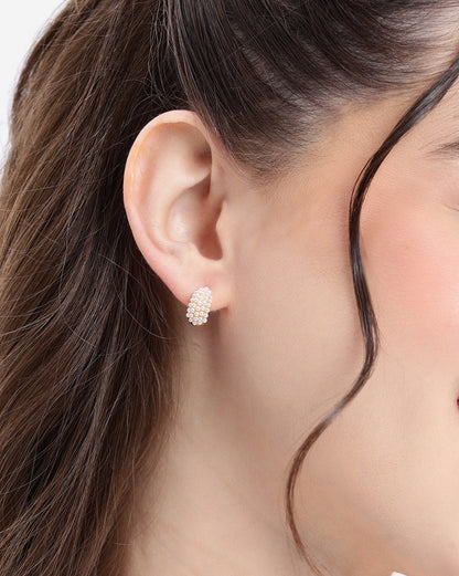 18kt Gold Plated Pearl Half Hoop Earring