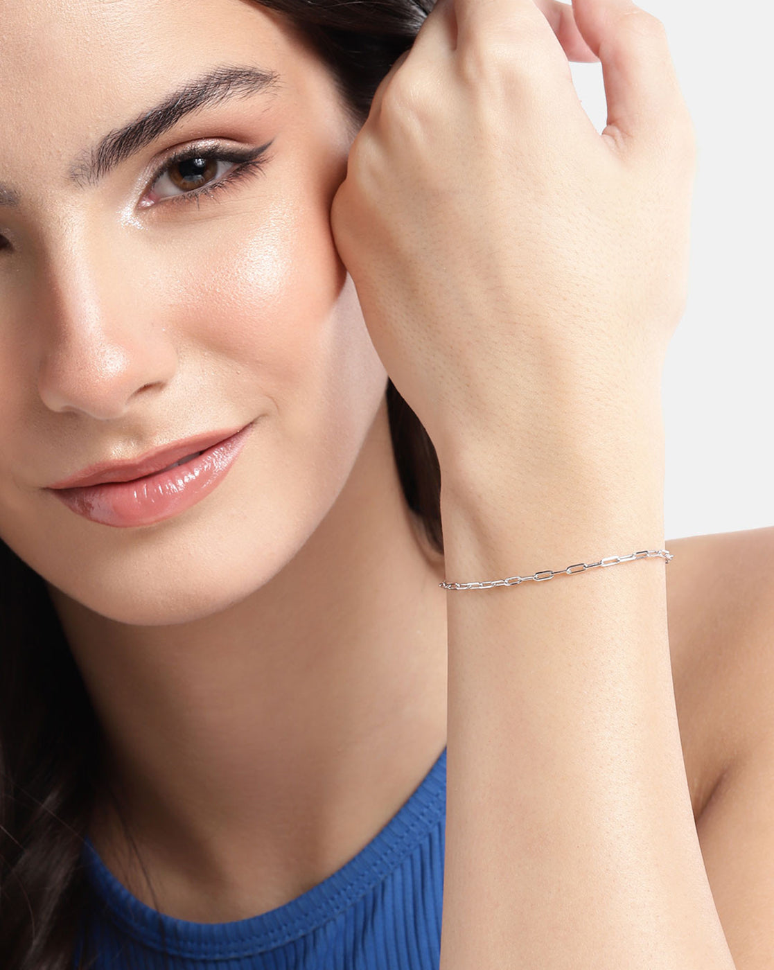 925 Sterling Silver Rhodium Plated  Link Chain Bracelet