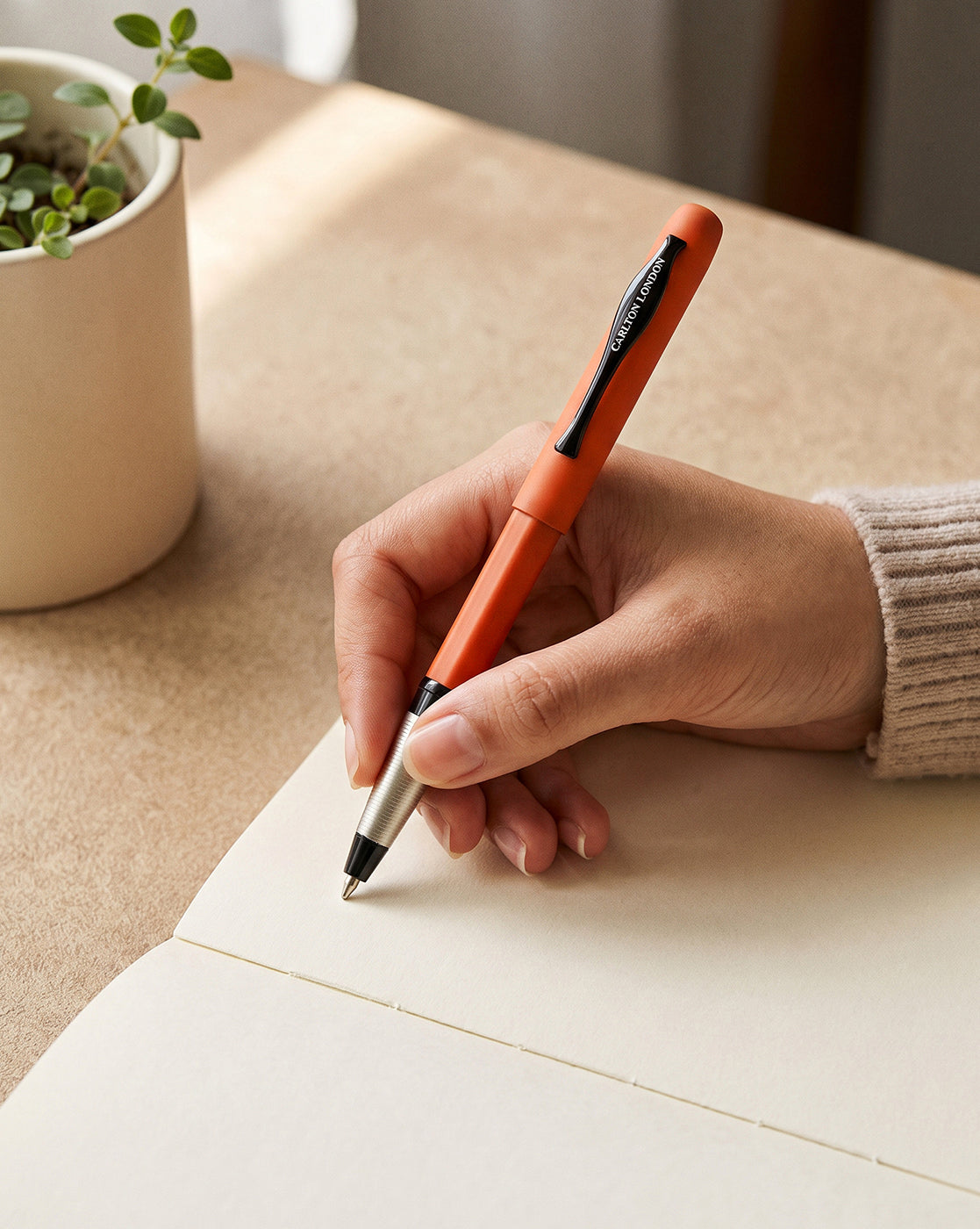Matte Orange and Black Toned Unique Executive Writing Roller Ball Pen with Fine Tip &amp; Magnetic Cap