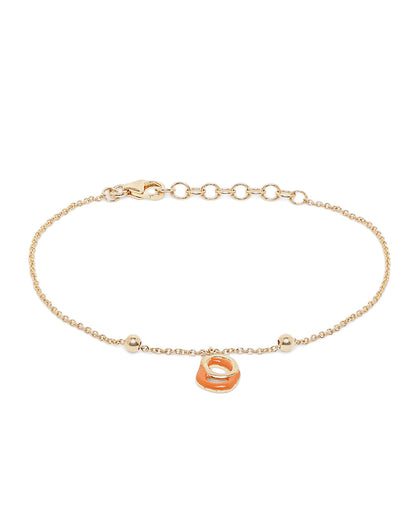 18kt Gold Plated Organic Enamel Charm Adjustable Bracelet