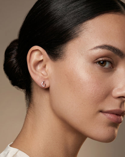 925 Sterling Silver 18kt Rose Gold Plated CZ Teardrop Petite Stud Earring