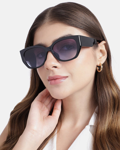 Women Black Toned UV Protected Purple Gradient Lens Cateye Sunglasses