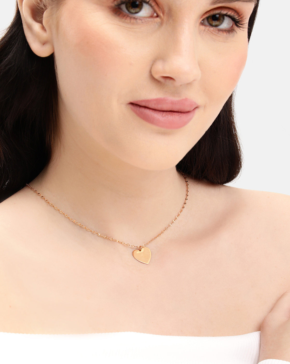 18kt Rose Gold Plated Modern Heart Pendant with Fancy Chain