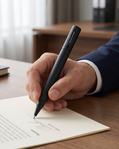 Matte Black Toned Luxury Executive Roller Writing Pen with Chrome Clip
