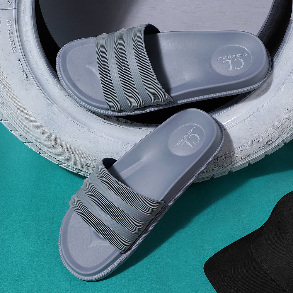 Men Textured Comfort Slip On Slider