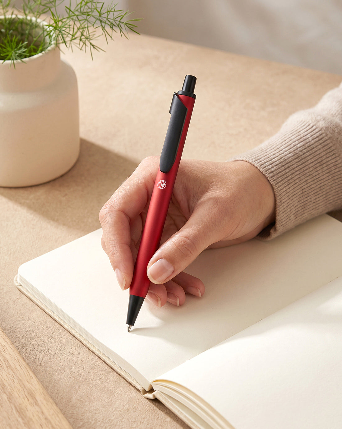 Red &amp; Black Toned Clicker Button Stylish Ballpoint Pen with Smooth Ink and Fine Tip
