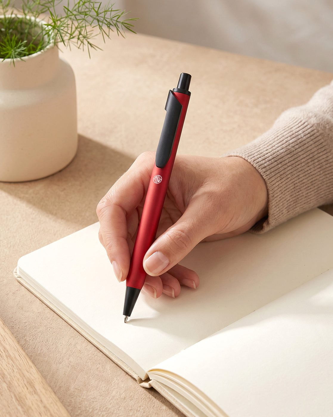 Red &amp; Black Toned Clicker Button Stylish Ballpoint Pen with Smooth Ink and Fine Tip