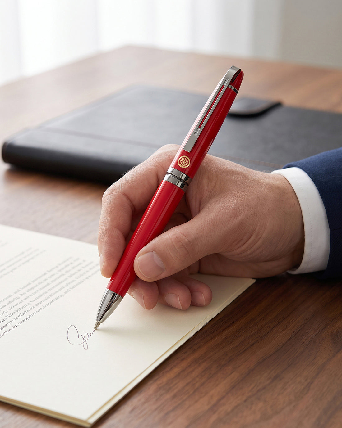Red &amp; Metallic Toned Luxury Twist Ball Point Pen