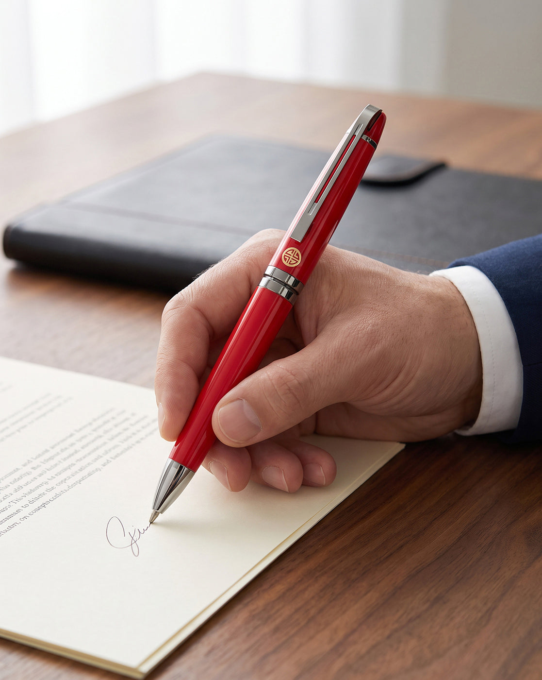 Red &amp; Metallic Toned Luxury Twist Ball Point Pen