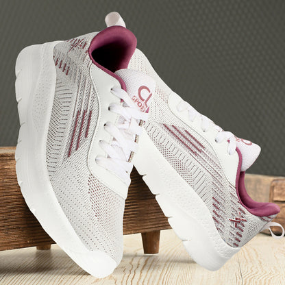 Women Mesh Flyknit Technology Lace-Up Sports Shoes