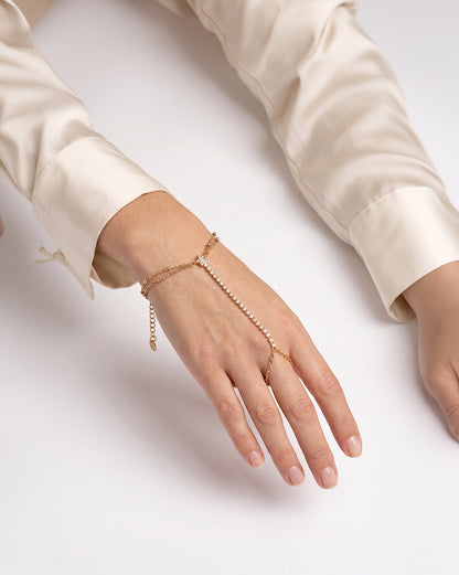 Premium Gold Plated Star CZ studded Hand Chain Bracelet