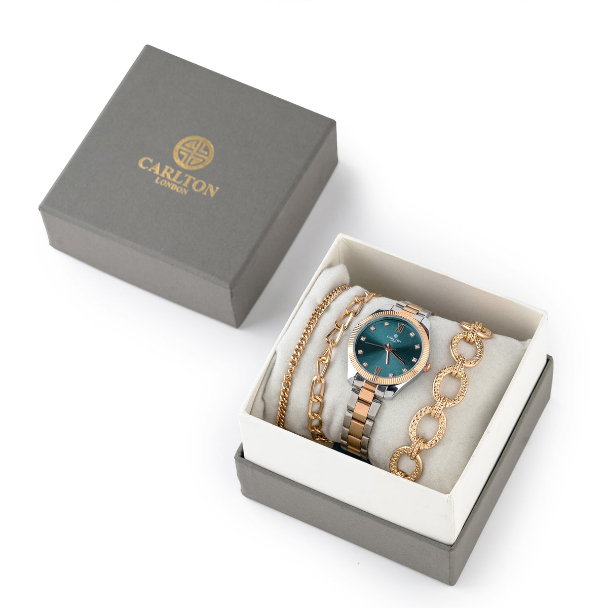 Women Gift Set 4 Of Blue Dial Watch + 3  Bracelets CLPLG076