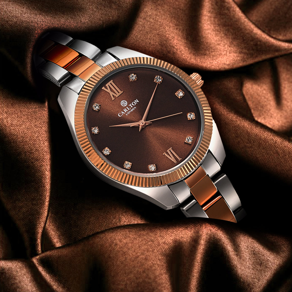 Carlton London Women Rose Gold/Brown Stainless Steel Harper Analog Watch  - CLBRTBRN