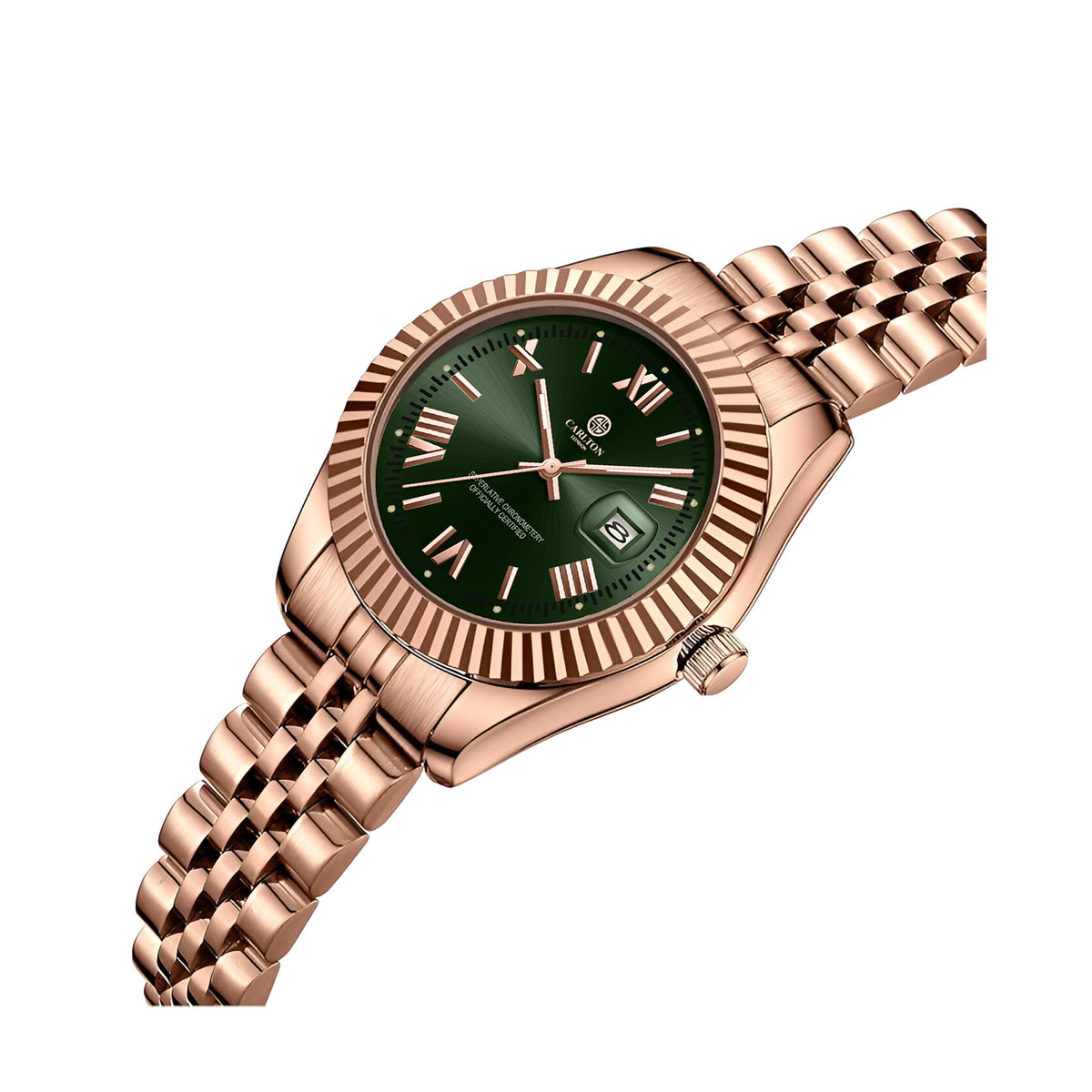 Carlton London Mini Green/ Rose Gold Stainless Steel Women Analog Watch CLRLW-001