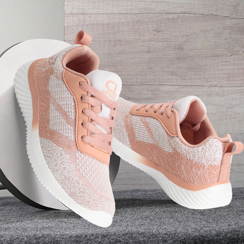 Women Mesh Flyknit Technology Lace-Up Sports Shoes