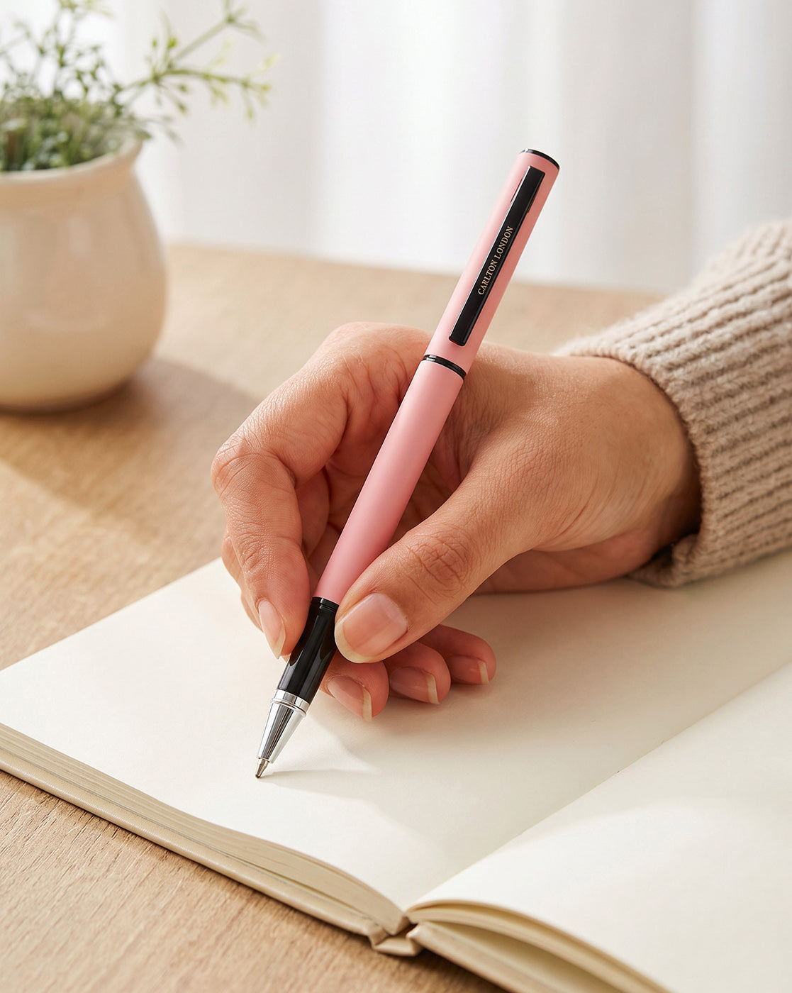 Pink Executive Elegant Metallic Body Roller Ball Pen with Smooth Ink Flow