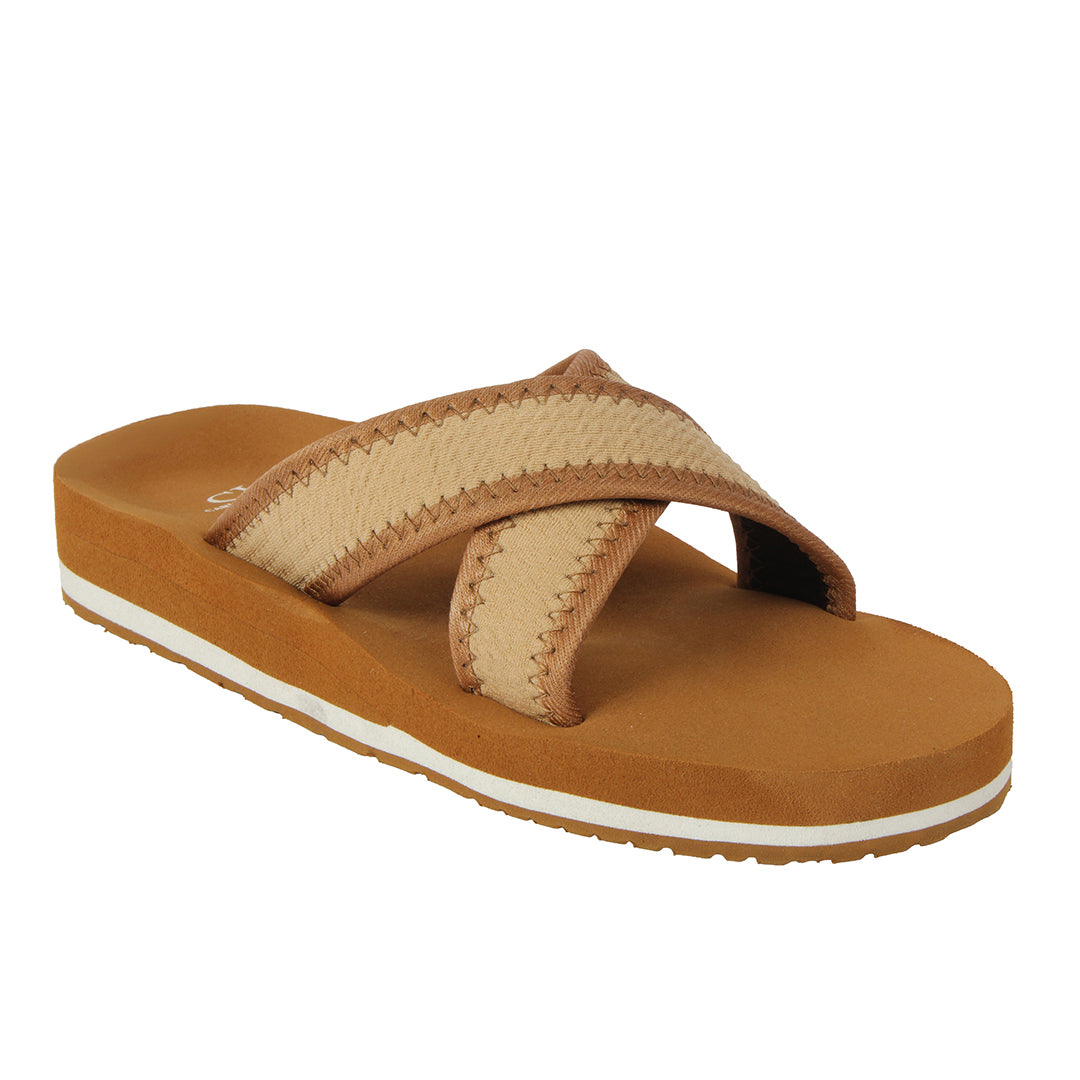 Carlton London Women Comfort Cushioned Footbed Slides, Casual Lightweight Low Wedge Open-Toe Walking Slides