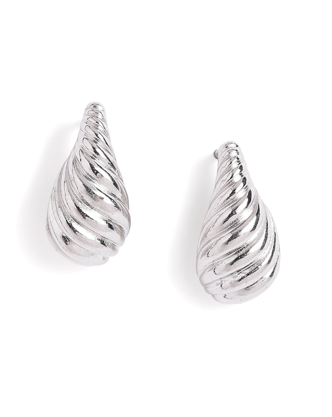 Rhodium Plated Seashell Mini Stud Earring