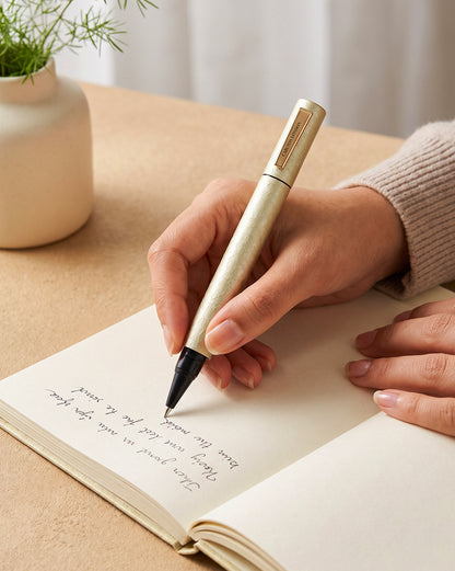 Champagne Gold &amp; Black Toned Premium Executive Writing Roller Ball Pen with Fine Tip &amp; Clip