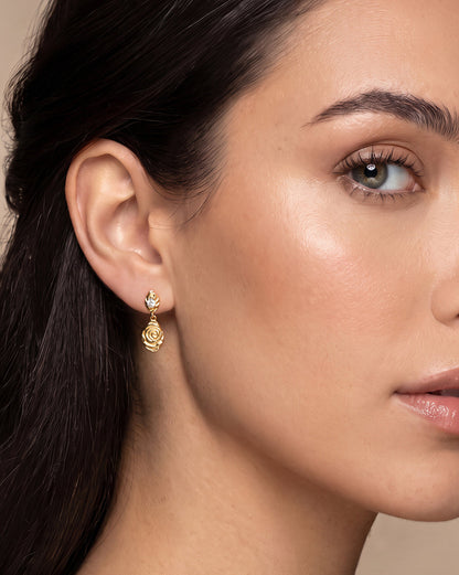 18kt Gold Plated CZ Contemporary Drop Earring