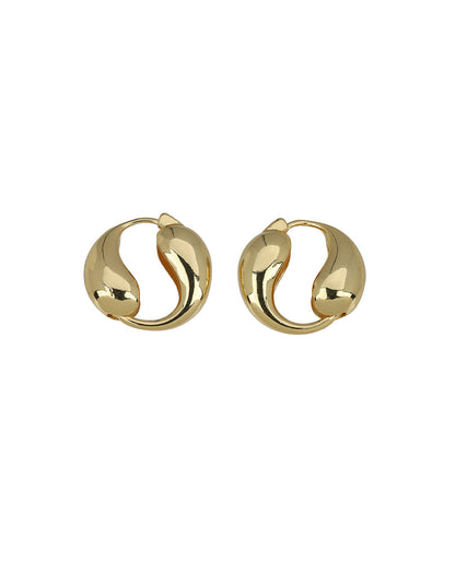 Premium Gold Plated Yin-Yang Teardrop Hoop Earring