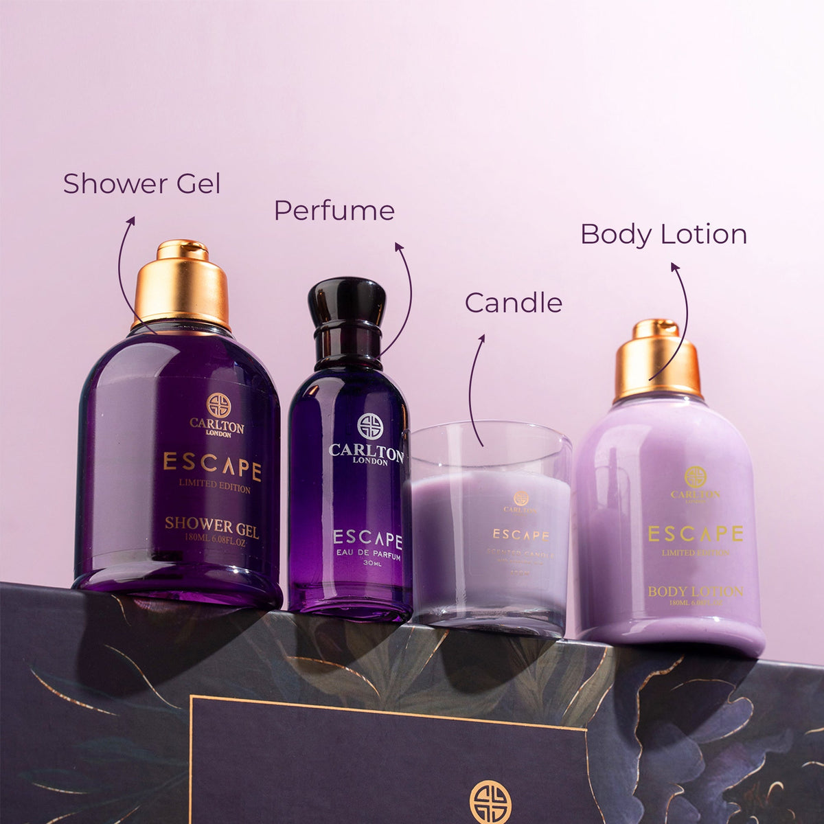 Escape Gift Set Of 4 Lotion Gel Perfume &amp; Candle - 430Ml
