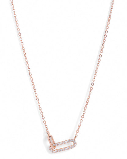 18kt Rose Gold Plated CZ Link Interlocking Necklace