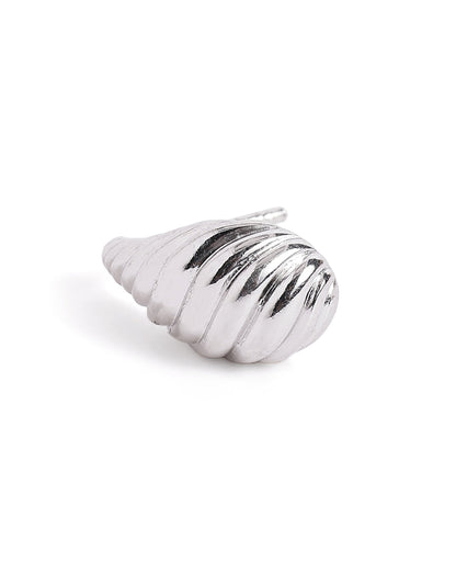 Rhodium Plated Seashell Mini Stud Earring