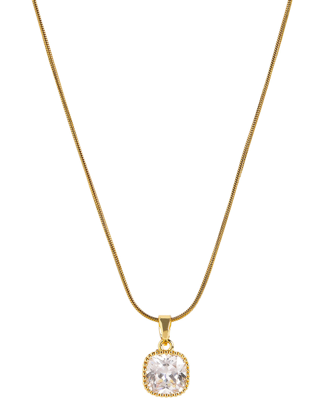 Gold Plated Statement Solitaire Pendant &amp; Fancy Chain