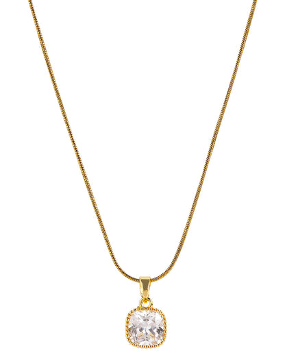 Gold Plated Statement Solitaire Pendant &amp; Fancy Chain